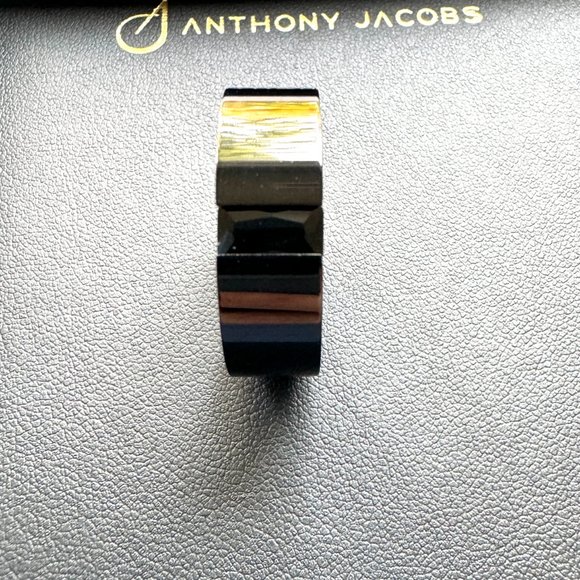 3198 JEWELRY RING SIZE 11 ANTHONY JACOBS BLACK STEEL DESIGNER RING - Picture 3 of 7